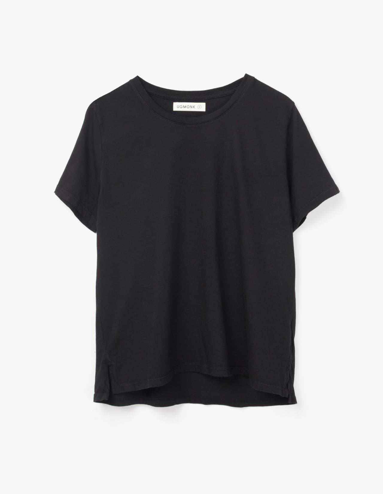 Front of plain black t-shirt.